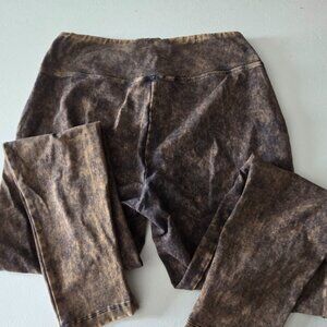 Zenana Acid Wash Brown, Navy Undertones Cotton  Leggings